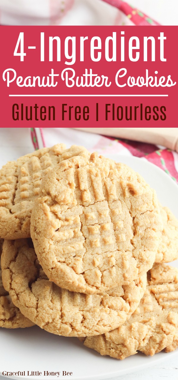 Easy 4Ingredient Peanut Butter Cookies GlutenFree Flourless