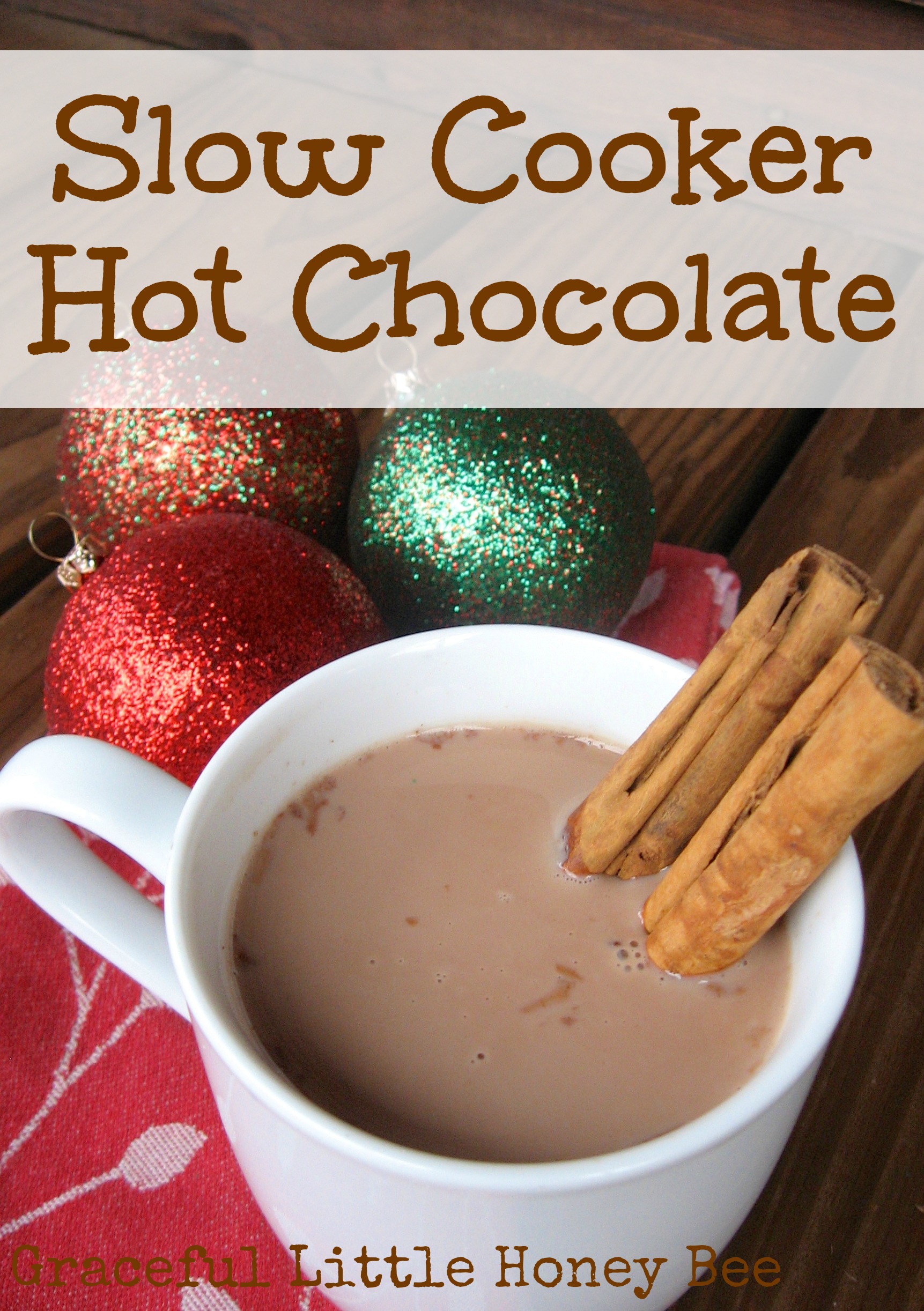 Slow Cooker Hot Chocolate on gracefullittlehoneybee.com