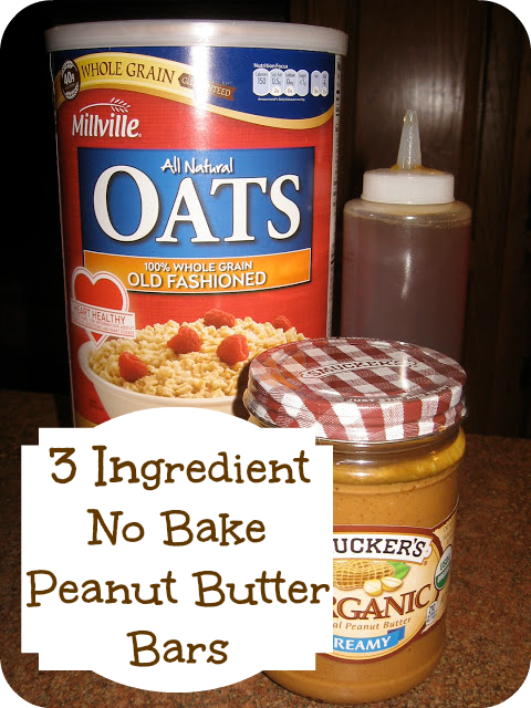 3 Ingredient No Bake Peanut Butter Bars