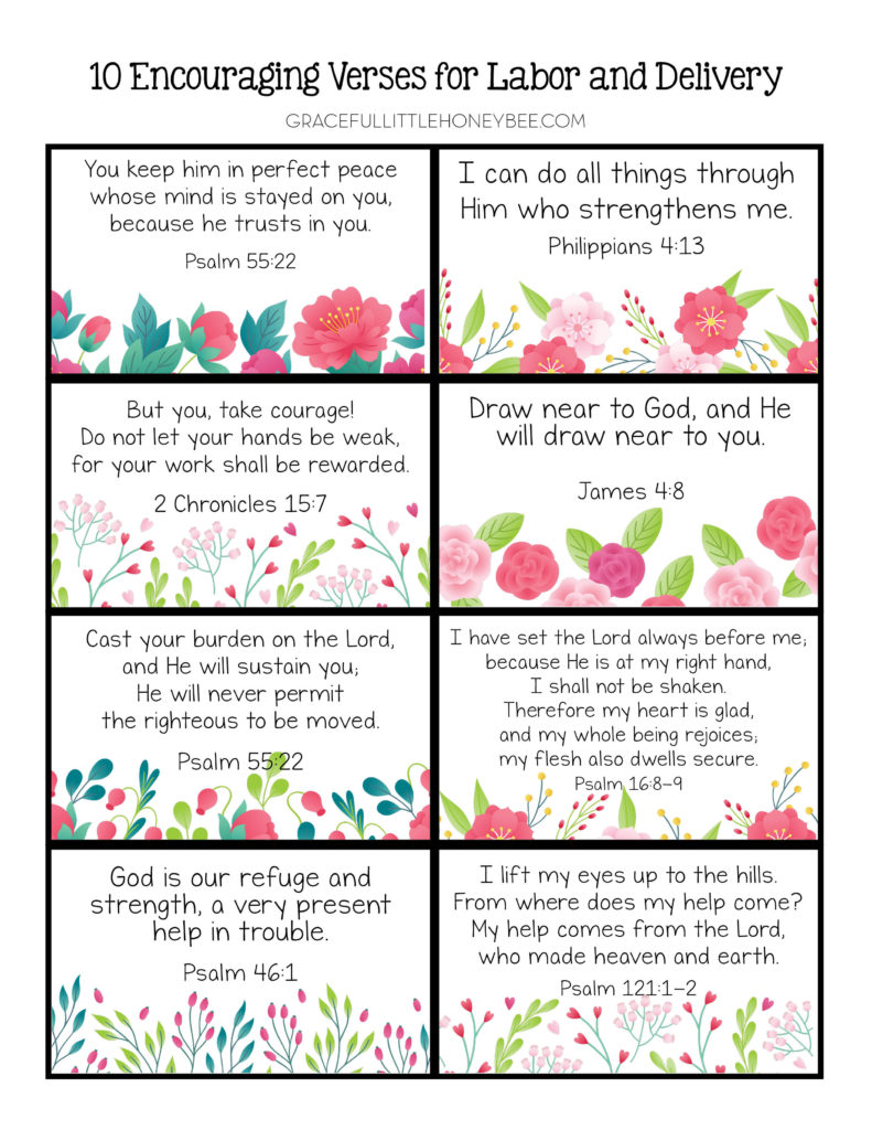Scripture memory verse cards for labor and delivery. 