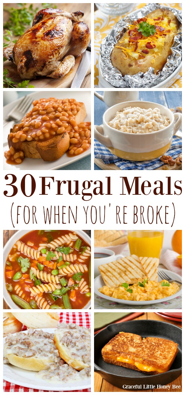 A collage of frugal meals.