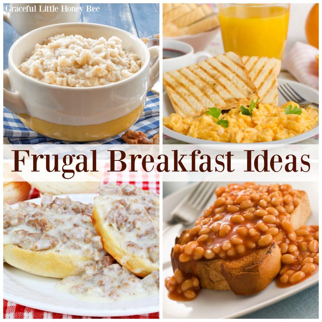 A collage of frugal breakfasts.