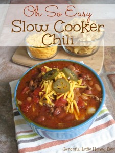 Easy Slow Cooker Chili recipe on gracefullittlehoneybee.com