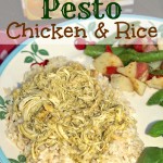 Pesto Chicken & Rice on plate.