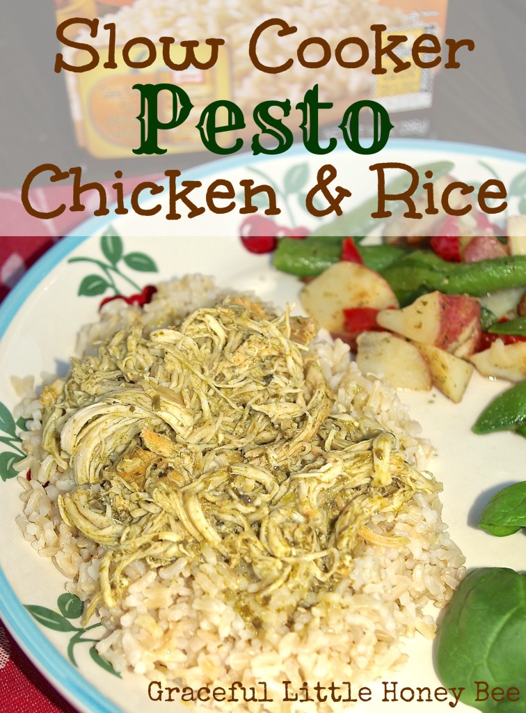 This Slow Cooker Pesto Chicken and Rice is freezer friendly and full of flavor!