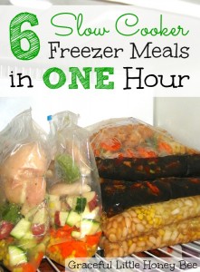 Learn how to make 6 easy slow cooker freezer meals in one hour! No cooking required!