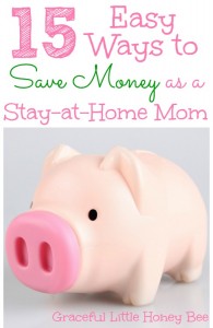 15 Easy Ways to Save Money as a Stay-At-Home Mom on gracefullittlehoneybee.com