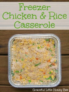 Freezer Chicken & Rice Casserole on gracefullittlehoneybee.com