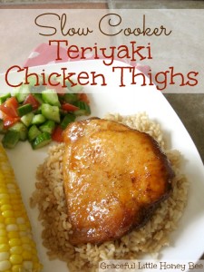 Slow Cooker Teriyaki Chicken Thighs on gracefullittlehoneybee.com