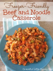 Freezer-Friendly Beef and Noodle Casserole on gracefullittlehoneybee.com