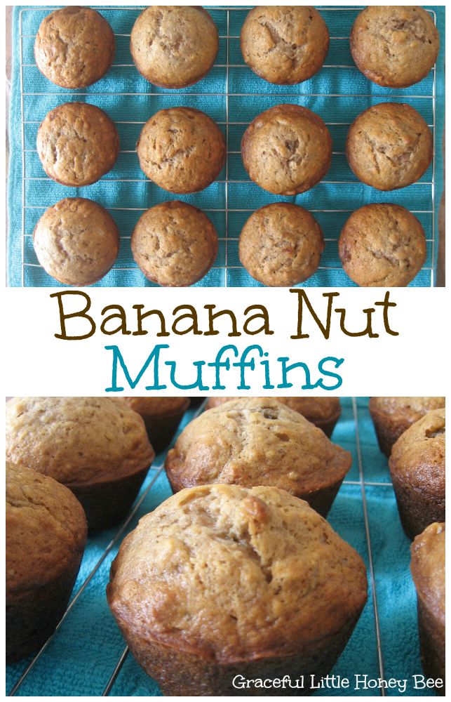 Easy Banana Nut Muffin Recipe on gracefullittlehoneybee.com