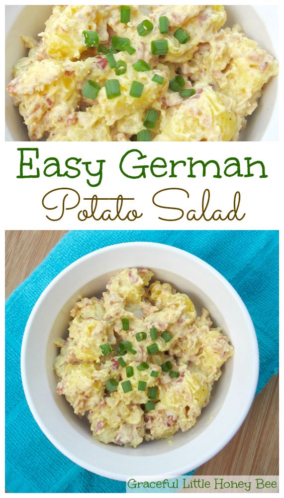Easy and delicious German Potato Salad recipe on gracefullittlehoneybee.com