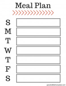 Download your FREE Weekly Meal Plan Printable on gracefullittlehoneybee.com