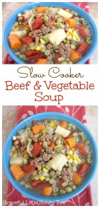 See how to make this easy and delicious Slow Cooker Beef and Vegetable Soup on gracefullittlehoneybee.com