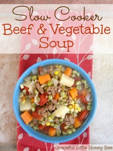 See how to make this easy and delicious Slow Cooker Beef and Vegetable Soup on gracefullittlehoneybee.com