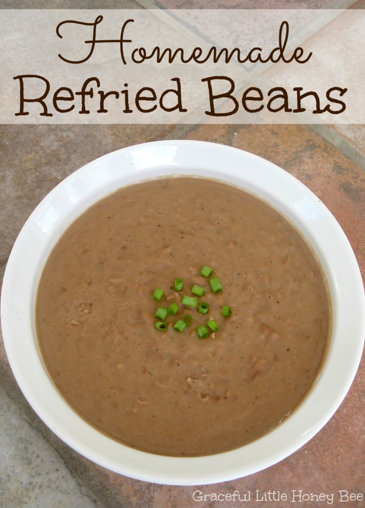 See how to make homemade refried beans on gracefullittlehoneybee.com
