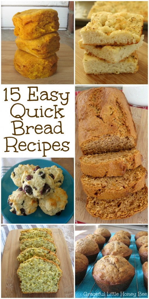 Check out this amazing list of delicious and easy quick bread recipes including rolls, biscuits, muffins and more on gracefullittlehoneybee.com