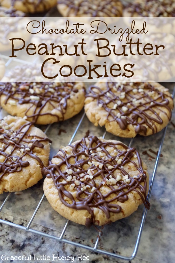 See how to make these Chocolate Drizzled Peanut Butter Cookies on gracefullittlehoneybee.com #ad #bakingwithbetty