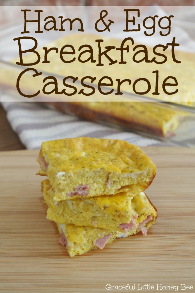 See how to make this easy and delicious ham and egg breakfast casserole on gracefullittlehoneybee.com