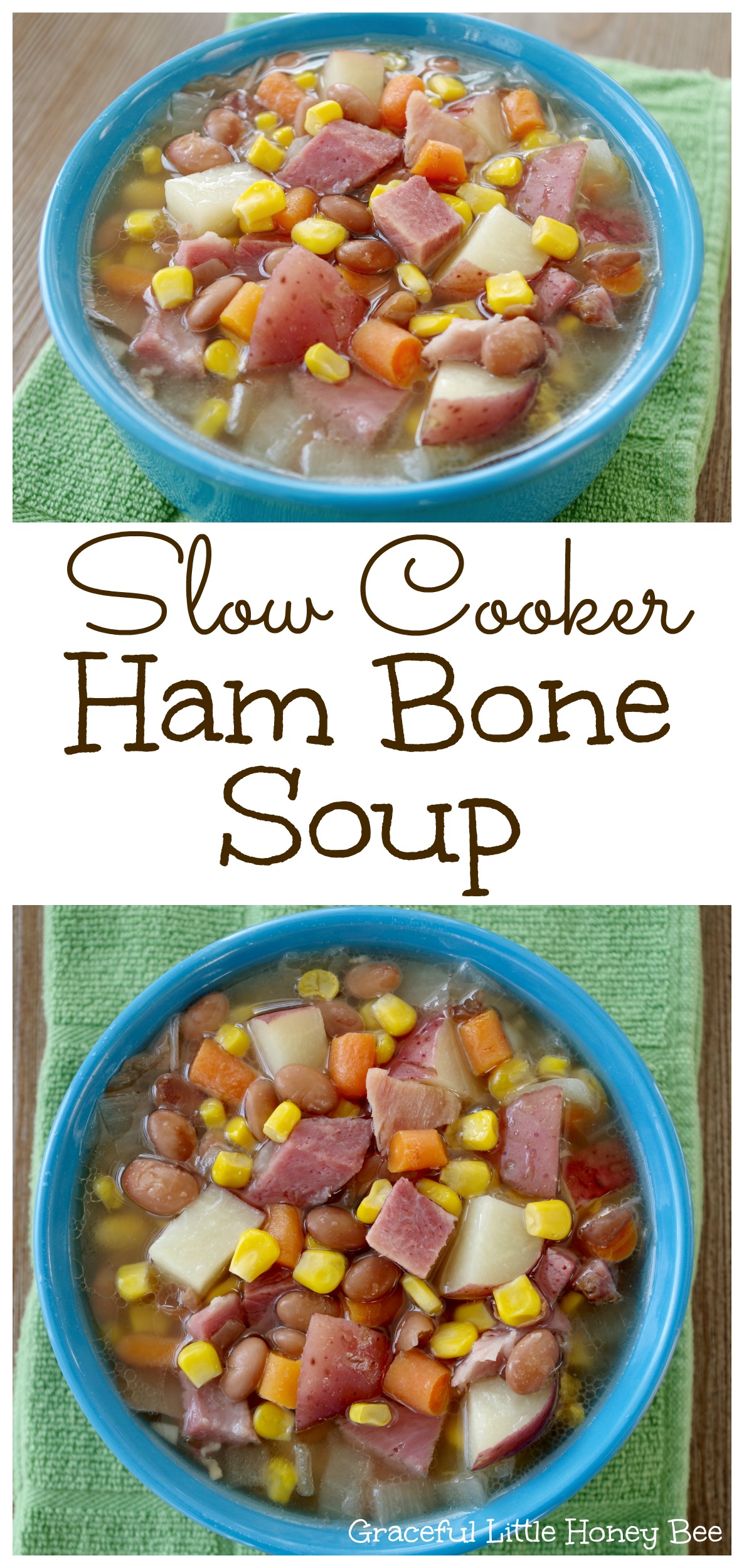 Make a rich and satisfying soup using your leftover ham bone as the base in your slow cooker.