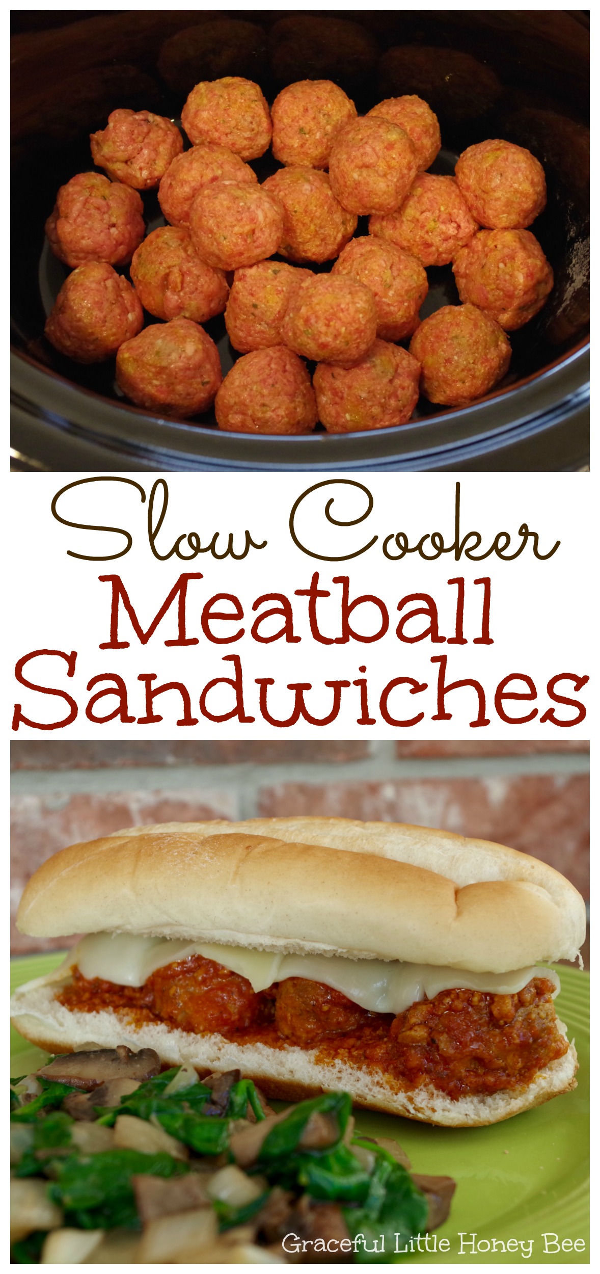 See how to make these easy and delicious Slow Cooker Meatball Sub Sandwiches on gracefullittlehoneybee.com
