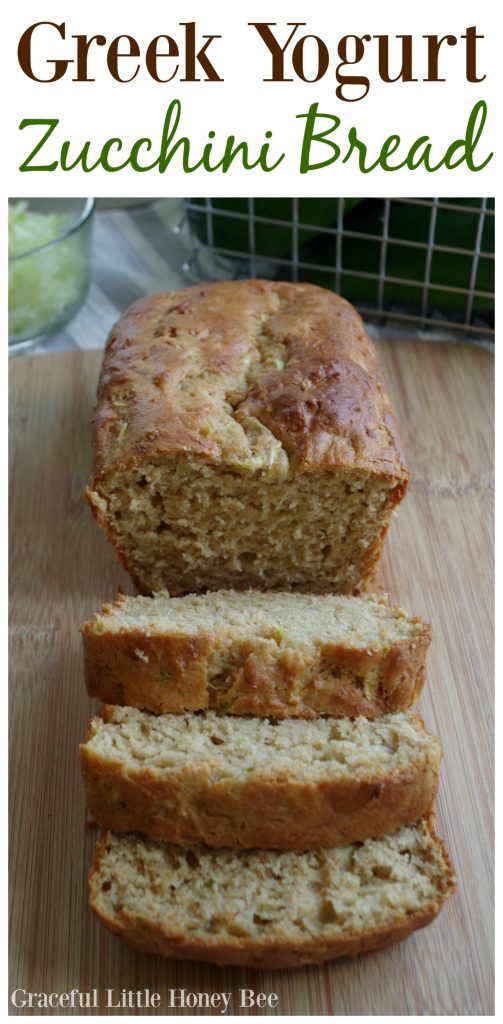 See how to make Greek Yogurt Zucchini Bread for a delicous homemade treat using fresh shredded zucchini on gracefullittlehoneybee.com