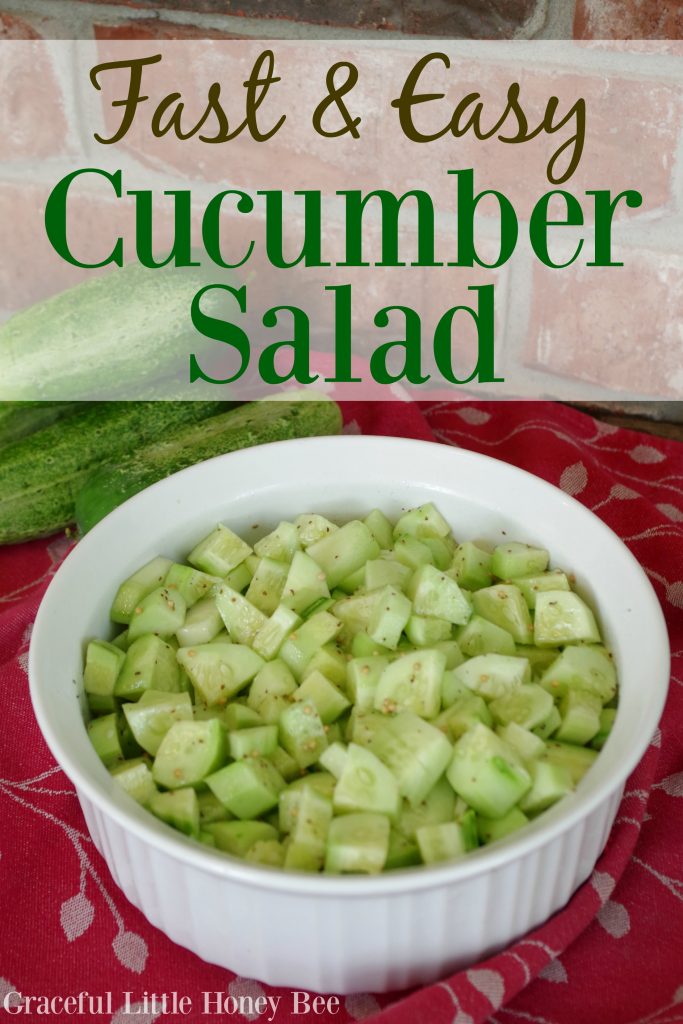 Try this fast and easy cucumber salald for a healthy side dish on gracefullittlehoneybee.com