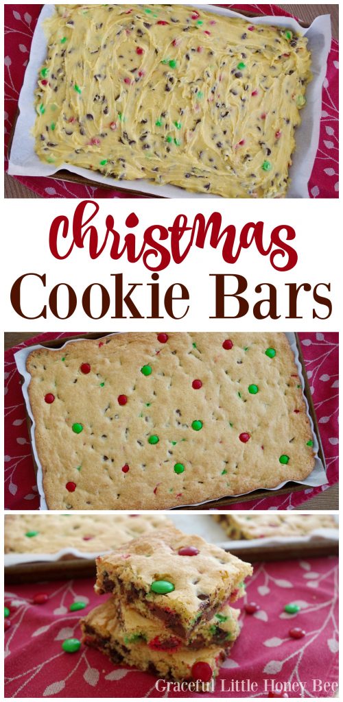 Try these easy and delicious Christmas Cookie Bars for a yummy homemade treat on gracefullittlehoneybee.com!