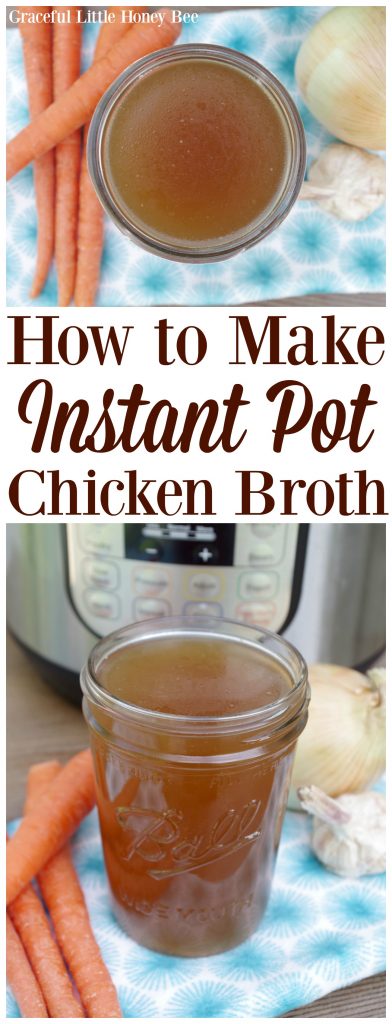 See how easy it is to make homemade Instant Pot Chicken Broth using kitchen scraps on gracefullittlehoneybee.com