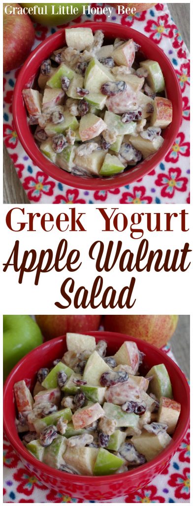 Try this Greek Yogurt Apple Walnut Salad as a light and healthy dessert on gracefullittlehoneybee.com