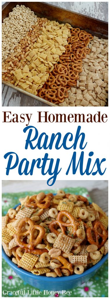 Try this Easy Homemade Ranch Party Mix at your next get together and it will be gone before you know it!
