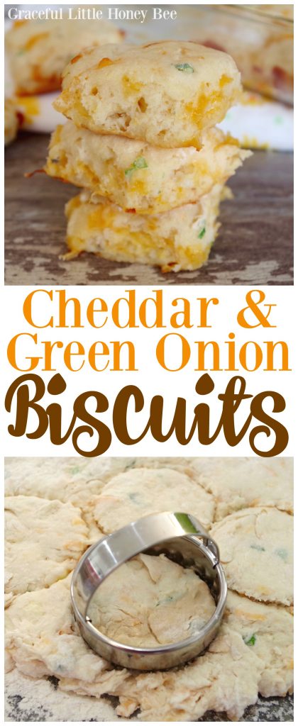 Try these super simple, yet DELICIOUS homemade Cheddar & Green Onion Biscuits on gracefullittlehoneybee.com