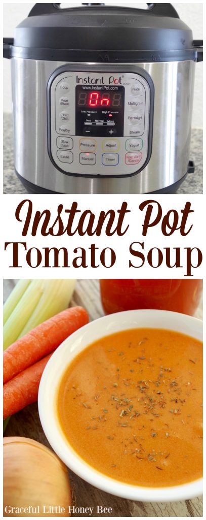 Try this super simple and healthy tomato soup in the Instant Pot for a quick family dinner on gracefullittlehoneybee.com