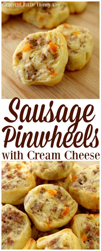 Try these super easy and delicious sausage pinwheels as your next party appetizer on gracefullittlehoneybee.com