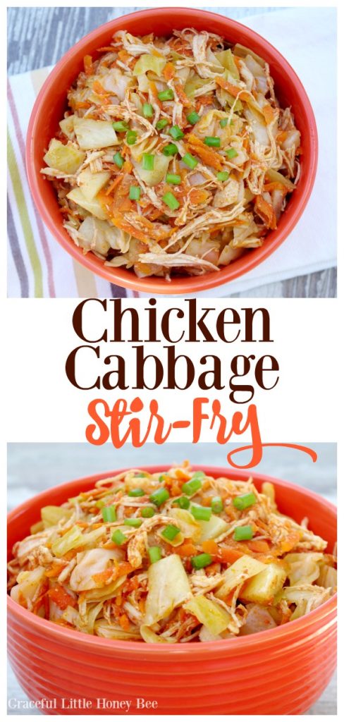 Need a quick healthy low carb dinner? Try this easy and delicious Chicken Cabbage Stir-Fry on gracefullittlehoneybee.com