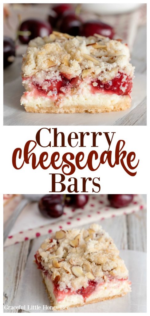 Try these Cherry Cheesecake Bars for a dessert that everyone is sure to love on gracefullittlehoneybee.com 