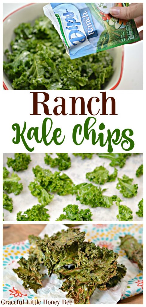 Try these super easy Ranch Kale Chips for a quick and healthy snack idea on gracefullittlehoneybee.com