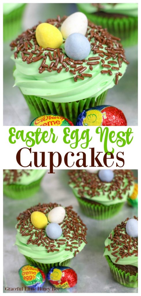 Try these Easter Egg Nest Cupcakes for a quick and easy spring dessert on gracefullittlehoneybee.com