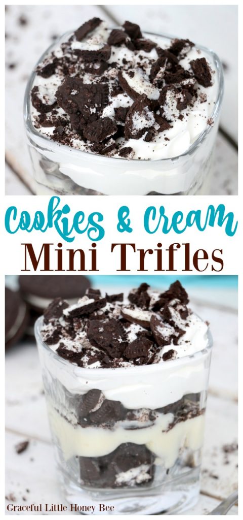 Check out this super easy recipe for Cookies and Cream Mini Trifles on gracefullittleoneybee.com