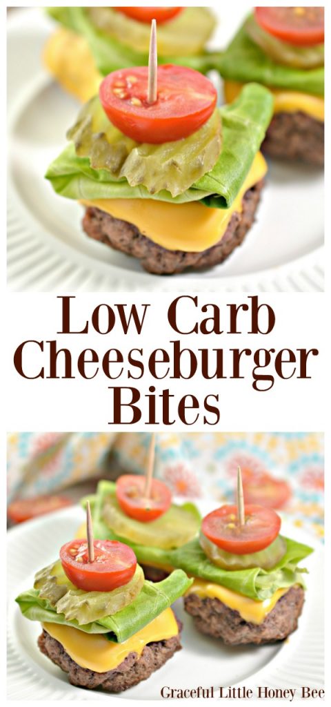 These Low Carb Cheeseburger Bites are a keto friendly recipe for mini bunless burgers that everyone is sure to love!