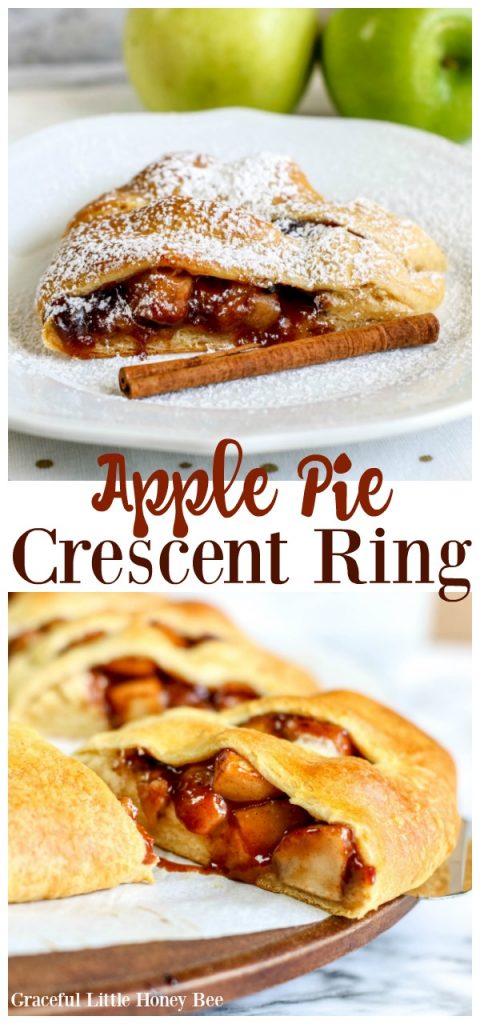 Try a slice of this Apple Pie Crescent Ring for a fun fall dessert the whole family is sure to love on gracefullittlehoneybee.com