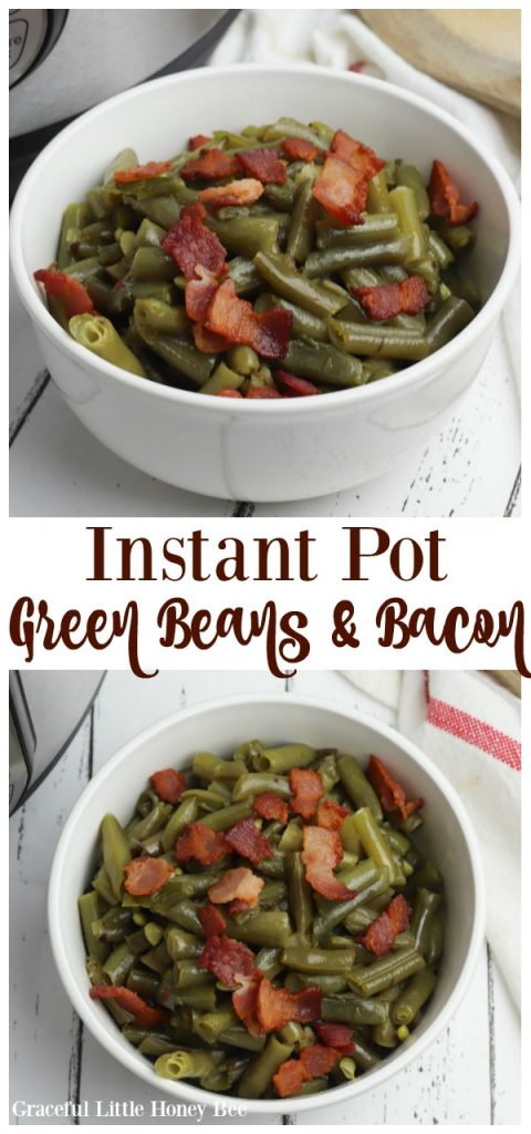   This Instant Pot Green Beans and Bacon recipe is super simple to throw together and makes the perfect healthy side dish for a quick weeknight meal! Find the recipe at gracefullittlehoneybee.com