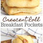 Bacon, Egg and Cheese Breakfast Pockets stacked on a plate.