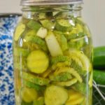 Finished pickles in a jar.