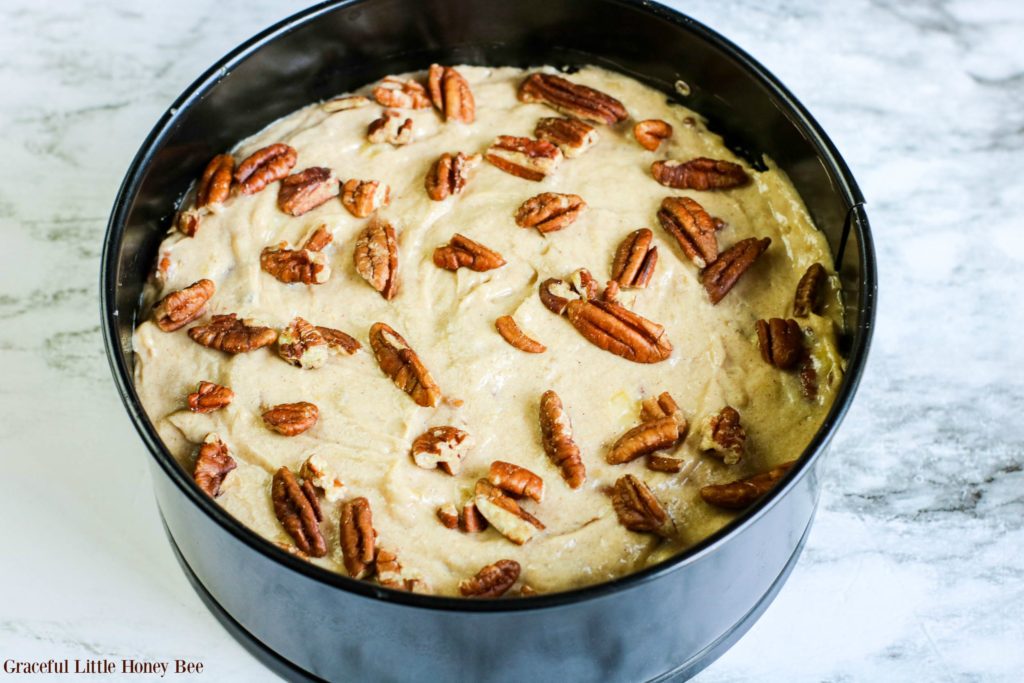 Banan Nut Bread batter in springform pan.