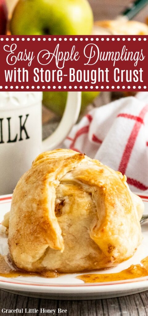 Apple Dumpling drizzled in lemon sauce on a white plate.