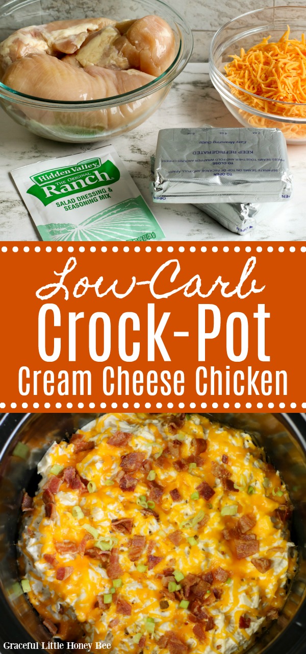 Slow Cooker Cream Cheese Chicken with Bacon and Ranch | Low-Carb