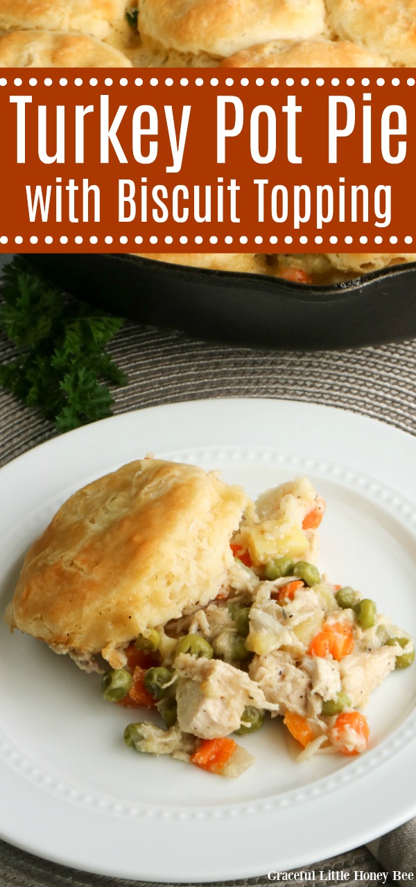 One Pan Skillet Turkey Pot Pie with Biscuit Topping Graceful Little
