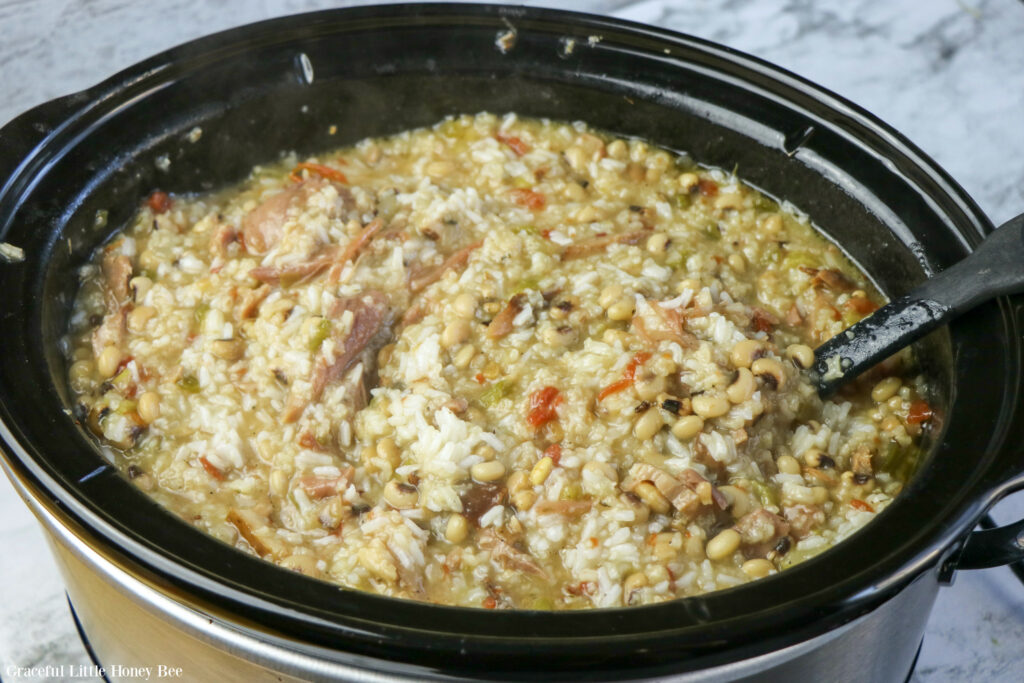 Hoppin' John in slow cooker.