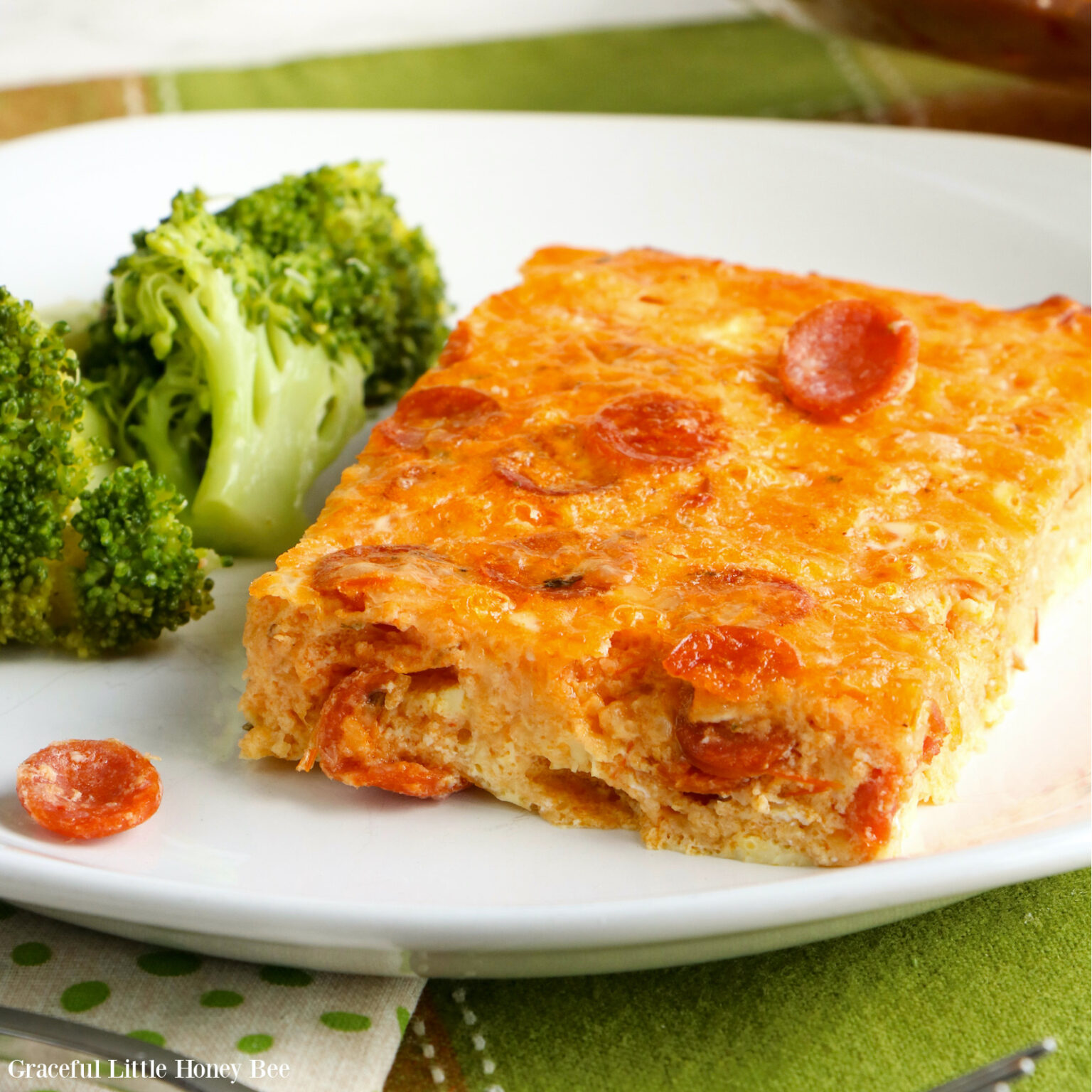 Pepperoni Pizza Casserole LowCarb Keto Graceful Little Honey Bee